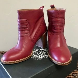 Free People Red Leather Booties